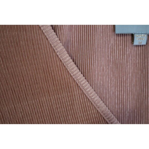 Ribbed Mauve Wrap-Style V-Neck Sweater By Skies Are Blue Long Sleeves Size M Sof - Picture 4 of 7